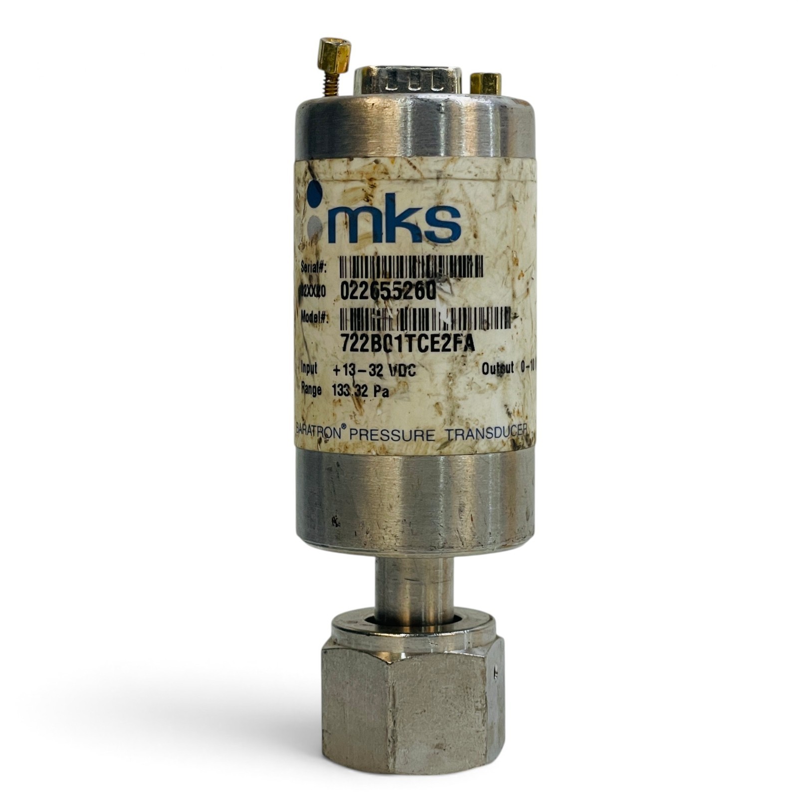 MKS BARATRON 722B01TCE2FA PRESSURE TRANSDUCER 133.32 PA 0-10 VDC