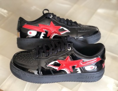 Size 8 - A Bathing Ape Bapesta Low Shark Face Black (Excellent Condition)