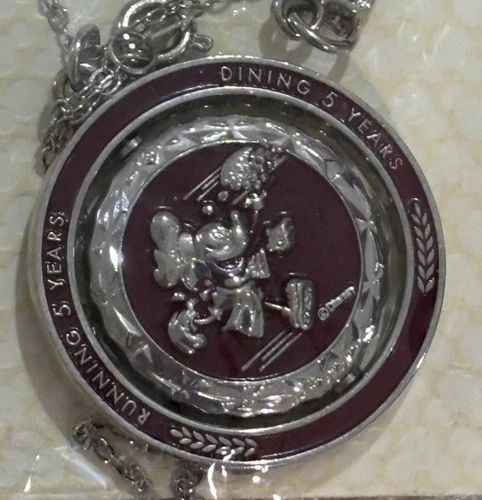 2014 Disney Half Marathon spinner Charm Necklace Wine & Dine Medal