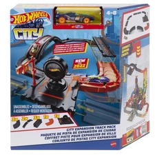 Toy Car Track Set Pack, 10 Track-Building Parts with City Square, Bridge & 1:...