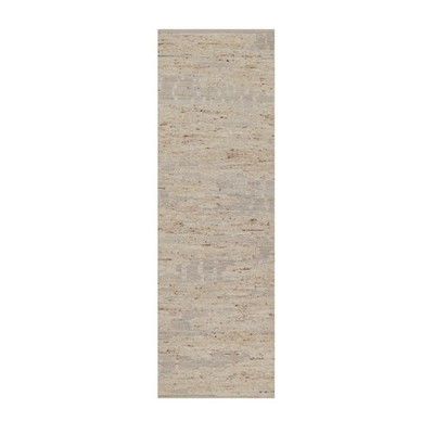 2'6''x8'1'' Ivory Modern Textured Pure Wool Hand Knotted Runner Oriental Rug 92288