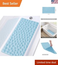 Gentle Soft Rubber Bathtub Mat 31.5" x 16" - Lake Blue with Easy Clean Feature