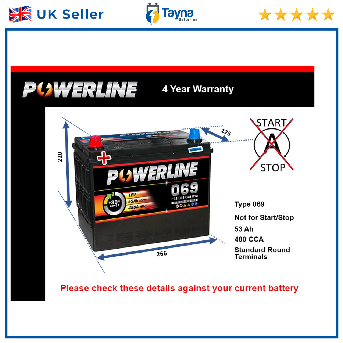 Battery fits TOYOTA RAV4 YARIS HILUX YARIS VERSO LAND CRUISER PRADO 069