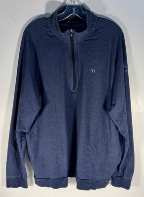 Travis Mathew Sweater Mens XXL Blue Long Sleeve Pullover ¼ Zip Golf Performance