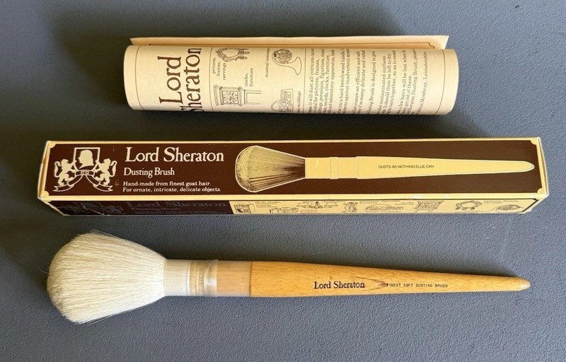 Lord Sheraton Dusting Brush Goat Hair Beechwood Handle Vintage New In Box