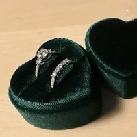 S925 Silver Rhodium Round Moissanite Engagement Ring Set