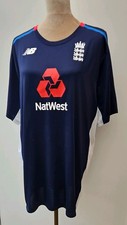 England New Balance Mens Size 2XL Blue Cricket Training Shirt 2017 - 2019 XXL 