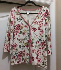 NWT Christopher Banks Vintage XL Pink Flower Cardigan Cottagecore Floral Whimsy
