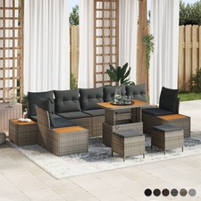 Garten Lounge Set Poly Rattan Akazie Holz Sitzgruppe Gartenmöbel Sofagarnitur