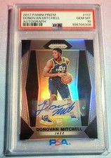 2017 PANINI PRIZM #117 DONOVAN MITCHELL AUTOGRAPH ROOKIE PSA 10 (B)