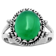 Natural Green Onyx 925 Sterling Silver Ring s.8 Jewelry R-1474