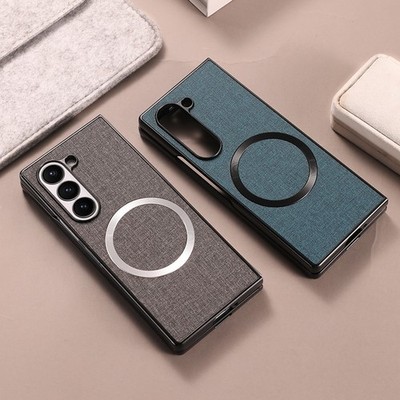 For Samsung Galaxy Z Fold 7/6 Leather Slim Matte Magnetic Rubber Case Shockproof
