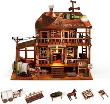 Book Nook Kit   3D Wooden Puzzle with Interactive LED Lights, DIY Miniature De