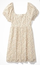 American Eagle Floral Puff Sleeve Dress Women’s Small Cottagecore Cream