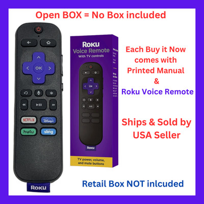 Roku Voice Remote Netflix Disney+ Hulu Sling RC-AL7 3226000838 AAA Open Box