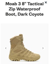 Size 7 Merrell Men's Moab 3 8" Tactical Zip Waterproof Boots Coyote Leather