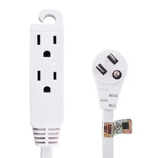 6ft 3-Outlet 3-Prong FLAT ANGLED Power Extension Cord (NEMA 5-15P White