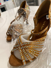 Shall We Dance Women's Brown Rhinestone Custom Salsa Dance Shoes