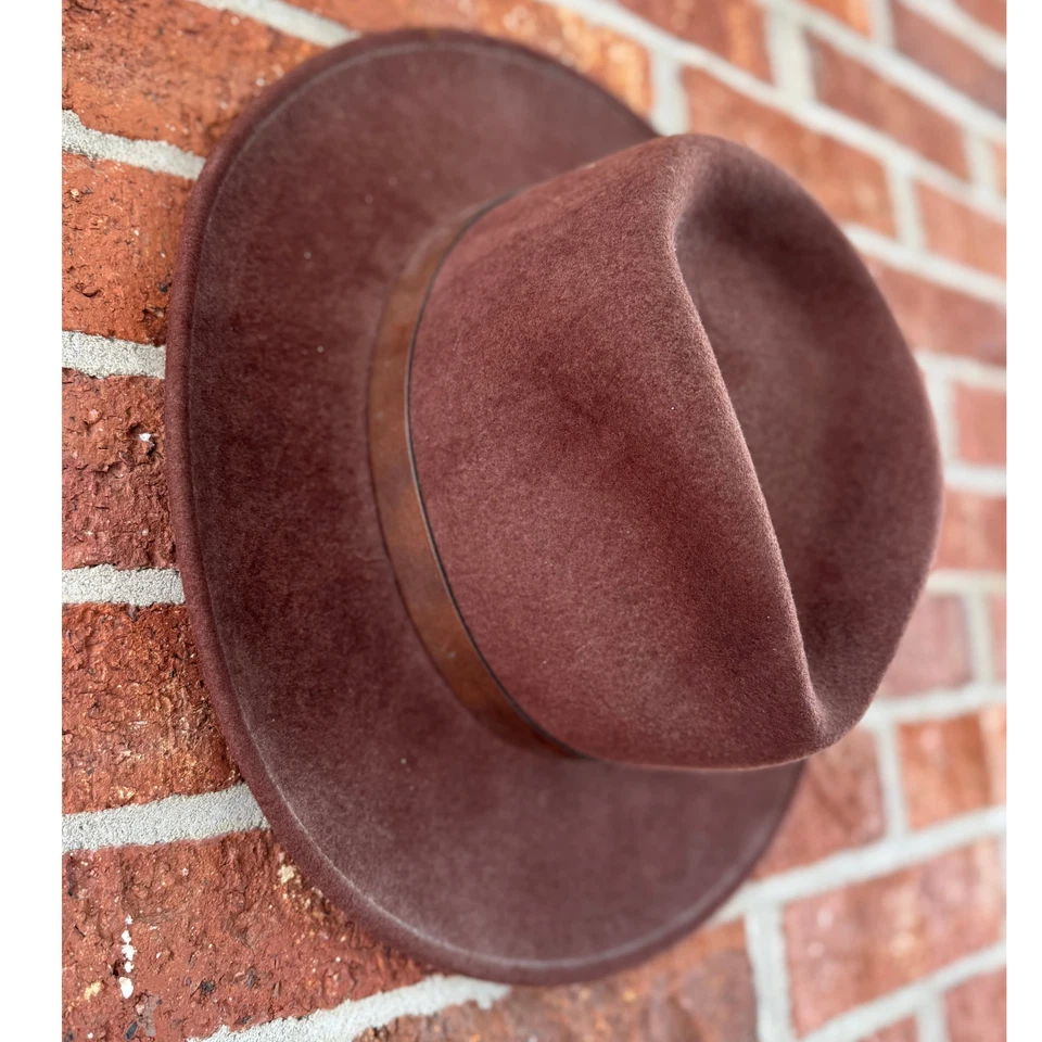 Pendleton Wool Fedora Hat XL Made in USA Brown Wide Brim Leather Band Vintage - Image 3 of 4