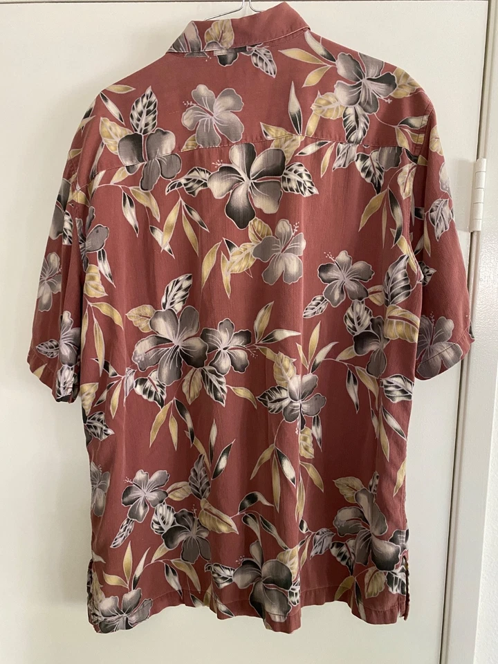 复古 Kona Kai Trading Company 夏威夷衬衫 LG 勃艮第花卉黄色灰色 — 第 4/4 张图片
