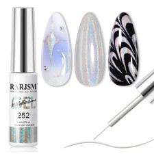 Metallic Silver Nail Art Gel Liner Mirror Chrome 3D Holographic Laser Rainbow Ef