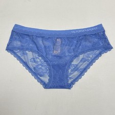 Victoria's Secret Panties Medium Blue Floral Lace Hiphugger