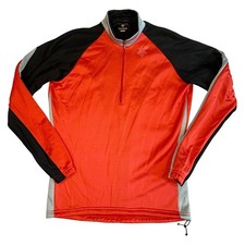 Descente Vintage Red Black Quarter Zip Fleece Pullover Mens XL Made in USA