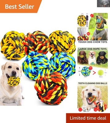 Indestructible Dog Balls for Aggressive Chewers   6 Pack Heavy Duty Cotton Toys