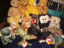 Ty Beanie Babies Animals Lot Of 13 All W/Tags Fair To Excellent Condition.
