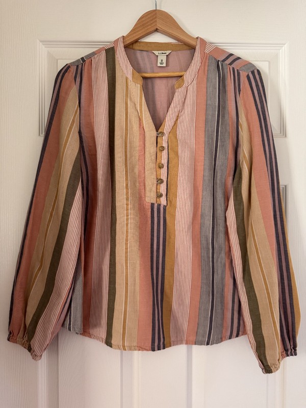 Womens LL Bean size M multicolor striped blouse