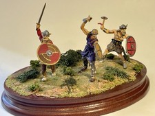 Preiser Elastolin 70mm Vikings Diorama With Three Pro Painted Figures On 8  Base