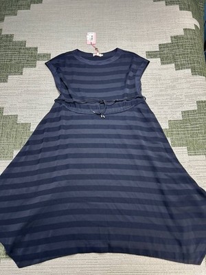 Ted Baker Linnie Hanky Hem Striped A Line Dress Womens 2 Blue Cocktail New
