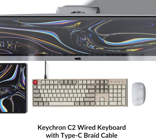 Clavier mécanique filaire interchangeable à chaud pleine grandeur C2 compatible avec Mac Keychro - Photo 3/8