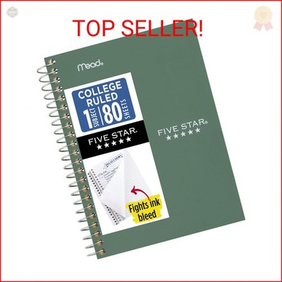 Five Star Spiral Notebook, 1 Subject, College Ruled Paper, 4-3/8'' x 7'', Personal