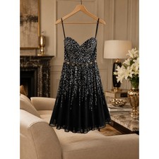 Sherri Hill Strapless Sequin Rhinestone Tulle Mini Dress Prom Size 4 Luxury Glam