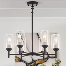 Black Chandeliers for Dining Room,6 Lights Modern Farmhouse Chandelier with C...