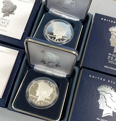 2 2024 S US Mint .999 Silver Proof Peace $1 San Francisco Mint .86ozt w/ogp  457