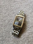 Seiko Watch Mens Tank Style Two Tone Day Date Gray Sunburst Dial vtg Parts