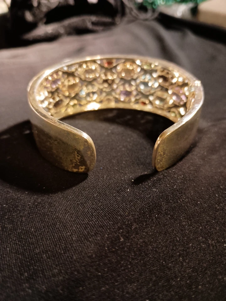 Brazalete con bisagras de piedras preciosas multicolores vintage de 23 quilates de plata de ley 925! Foto 2 de 4
