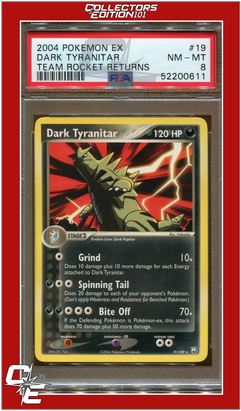 EX Team Rocket Returns 19 Dark Tyranitar PSA 8