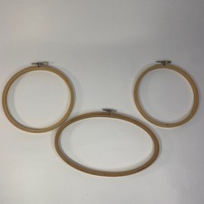 LOT OF 3 - Wood Embroidery Hoops 6" ROUND qty. 2 and 6x9" OVAL qty. 1 