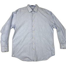 Bugatchi Uomo Men's Long Sleeve Button Up Shirt 2XL Blue Pinstripes Tribal Art