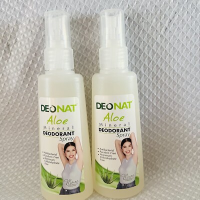 2x Bottles Deonat Mineral Deodorant Underarm Spray 100ml (Aloe Vera)
