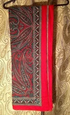 RED GREEN & IVORY PAISLEY PASHMINA SCARF