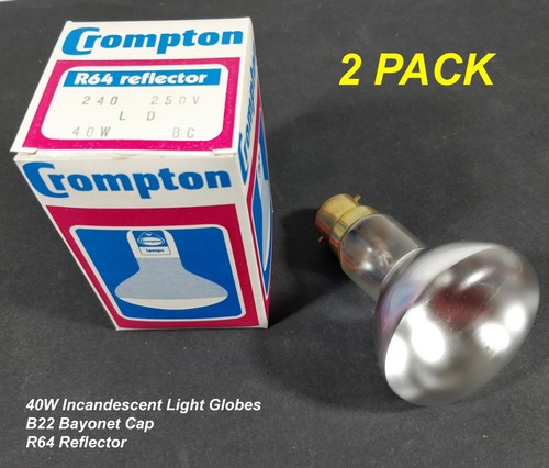 2 x 40W Incandescent R64 Reflector Light Globes Bulbs Bayonet B22 BC ...