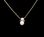 & Crystal Pendant Chain Necklace Christian Dior Gold Plated Pearl