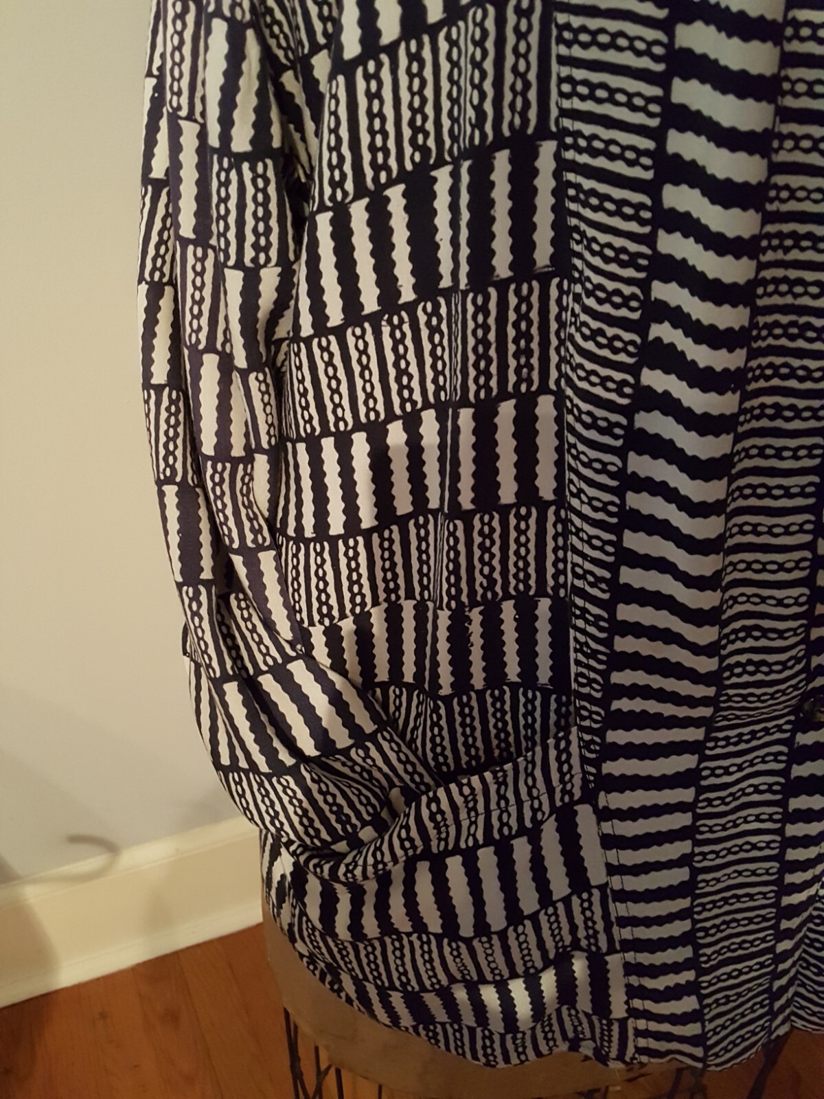 FILA Giacca donna BOEZ PAP anni 90 L blu navy bianco fantasia geometrica L XL rayon Indonesia