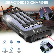 Portable 30000mAh Solar Power Bank Pack USB LED Battery Pack Charger For Phone