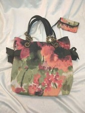 Vera Wang Purse Bows Bag W Attached Wallet Bows Simply Tie Dye *Peeling Handles