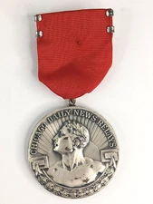 Vintage 1959 CHICAGO DAILY NEWS RELAYS MEDAL silverredribbon pinback balfour 2nd